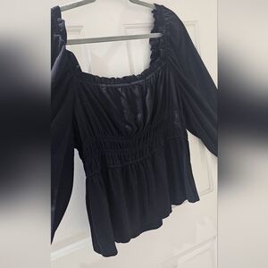 CATO Smocked Cropped Blouse On or Off the Shoulder